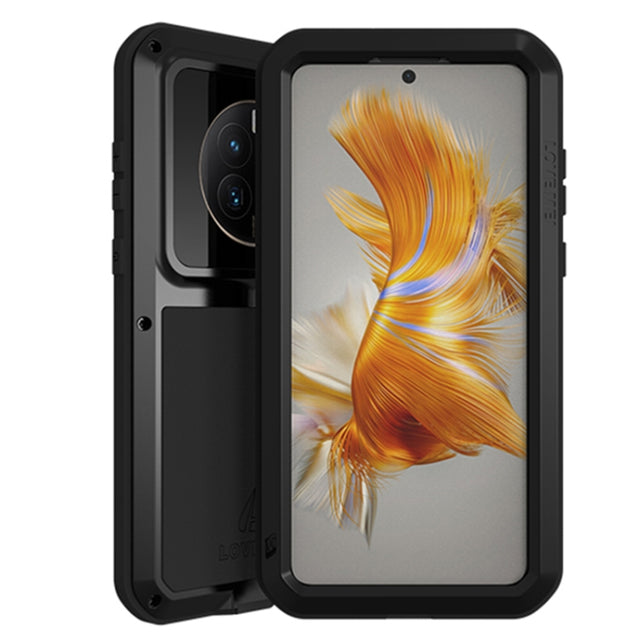 For Huawei Mate 50 LOVE MEI POWERFUL Metal Shockproof Life Water-resistant Dustproof Phone Case(Black)