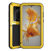 For Huawei Mate 50 LOVE MEI POWERFUL Metal Shockproof Life Water-resistant Dustproof Phone Case(Yellow)