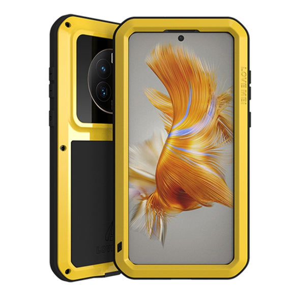 For Huawei Mate 50 LOVE MEI POWERFUL Metal Shockproof Life Water-resistant Dustproof Phone Case(Yellow)