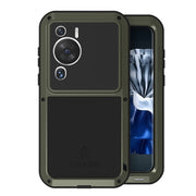 For Huawei P60 / P60 Pro / P60 Art LOVE MEI POWERFUL Metal Shockproof Life Water-resistant Dustproof Phone Case(Army Green)
