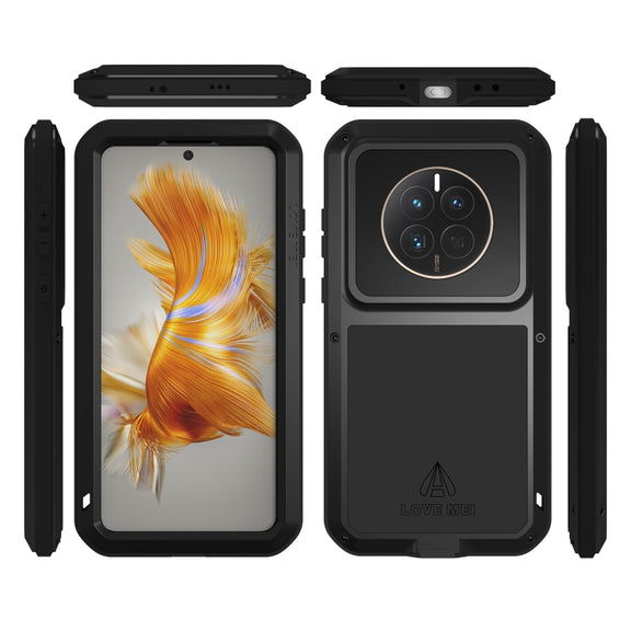 For Huawei Mate 50 LOVE MEI POWERFUL Metal Shockproof Life Water-resistant Dustproof Phone Case(Black)