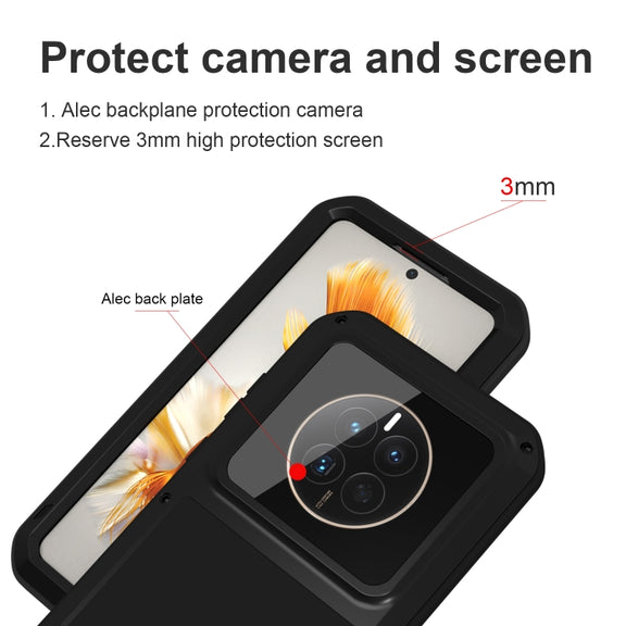 For Huawei Mate 50 Pro LOVE MEI POWERFUL Metal Shockproof Life Water-resistant Dustproof Phone Case(Red)