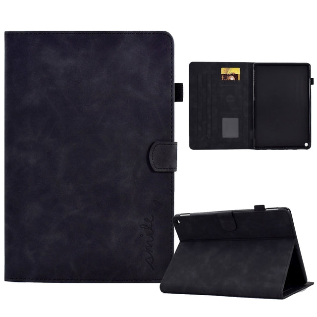 For Amazon Fire Max 11 2023 Embossed Smile Flip Smart Leather Tablet Case(Black) - Amazon by PMC TechLife | Online Shopping South Africa | PMC TechLife | Buy Now Pay Later Mobicred