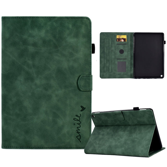 For Amazon Fire Max 11 2023 Embossed Smile Flip Smart Leather Tablet Case(Green) - Amazon by PMC TechLife | Online Shopping South Africa | PMC TechLife | Buy Now Pay Later Mobicred