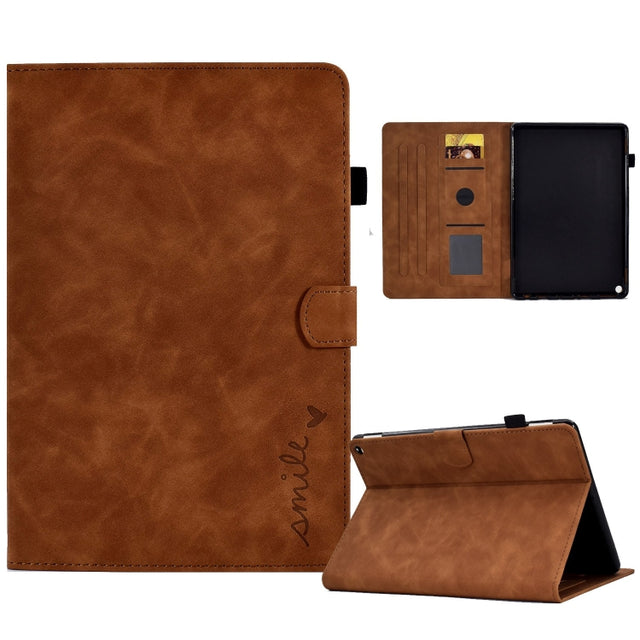 For Amazon Fire Max 11 2023 Embossed Smile Flip Smart Leather Tablet Case(Brown) - Amazon by PMC TechLife | Online Shopping South Africa | PMC TechLife | Buy Now Pay Later Mobicred