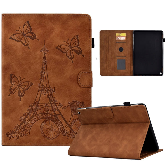 For Amazon Fire Max 11 2023 Embossed Tower Flip Smart Leather Tablet Case(Brown) - Amazon by PMC TechLife | Online Shopping South Africa | PMC TechLife | Buy Now Pay Later Mobicred