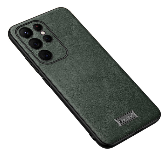 For Samsung Galaxy S23 Ultra 5G SULADA Shockproof TPU Hybrid Handmade Leather Phone Case(Green)