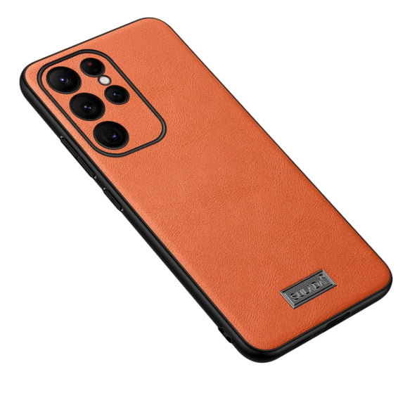 For Samsung Galaxy S23 Ultra 5G SULADA Shockproof TPU Hybrid Handmade Leather Phone Case(Orange)