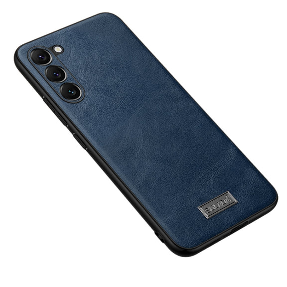 For Samsung Galaxy S23+ 5G SULADA Shockproof TPU Hybrid Handmade Leather Phone Case(Blue)