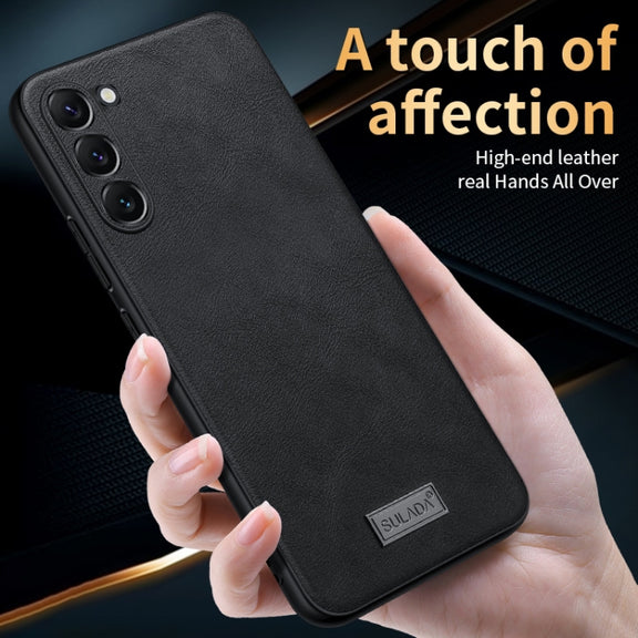 For Samsung Galaxy S23 5G SULADA Shockproof TPU Hybrid Handmade Leather Phone Case(Green)