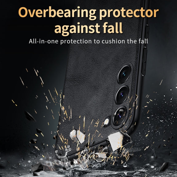 For Samsung Galaxy S23 5G SULADA Shockproof TPU Hybrid Handmade Leather Phone Case(Green)
