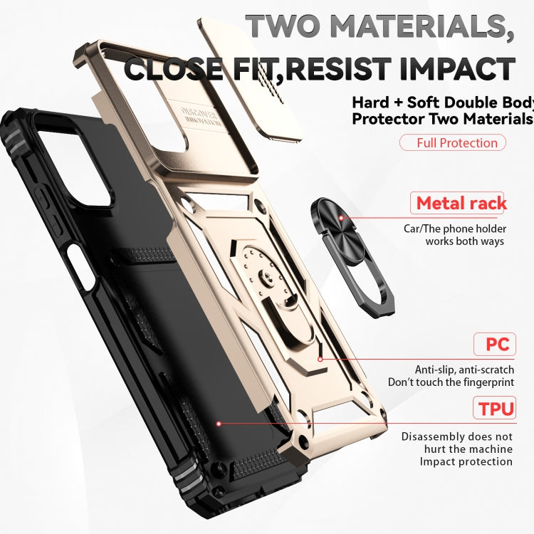 For Motorola Moto G Play 5G 2024 Sliding Camshield Holder Phone Case(Gold) - free shipping - PMC Jewellery - Order now!