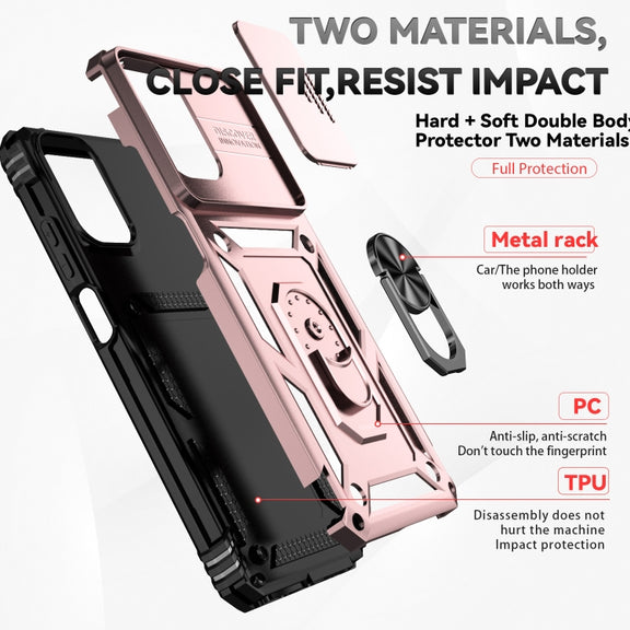 For Motorola Moto G Play 5G 2024 Sliding Camshield Holder Phone Case(Rose Gold)