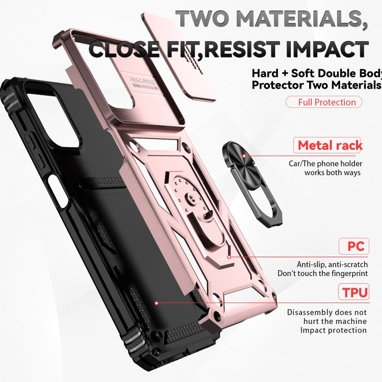 For Motorola Moto G Play 5G 2024 Sliding Camshield Holder Phone Case(Rose Gold)