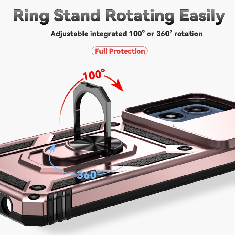 For Motorola Moto G Play 5G 2024 Sliding Camshield Holder Phone Case(Rose Gold)