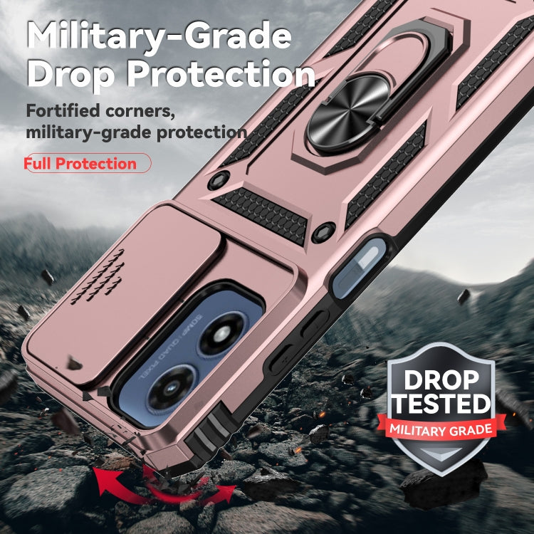 For Motorola Moto G Play 5G 2024 Sliding Camshield Holder Phone Case(Rose Gold)