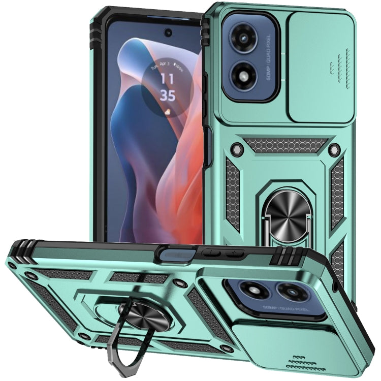 For Motorola Moto G Play 5G 2024 Sliding Camshield Holder Phone Case(Dark Green) - Motorola Cases by PMC Jewellery | Online Shopping South Africa | PMC Jewellery | Buy Now Pay Later Mobicred