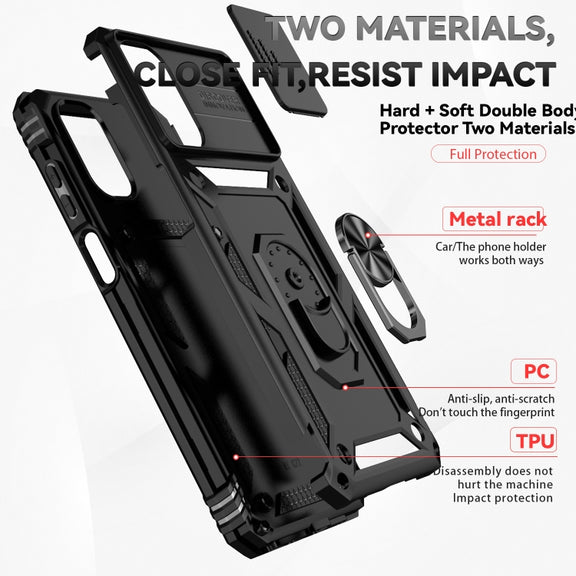 For Motorola Moto G22 5G / Moto G Play 2024 Sliding Camshield Holder Phone Case(Black)