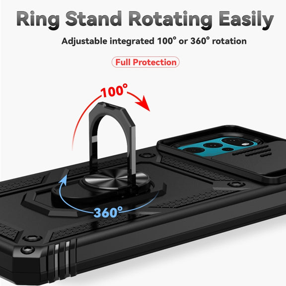 For Motorola Moto G22 5G / Moto G Play 2024 Sliding Camshield Holder Phone Case(Black)