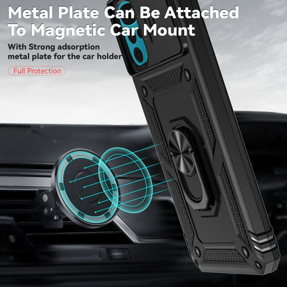 For Motorola Moto G22 5G / Moto G Play 2024 Sliding Camshield Holder Phone Case(Black)