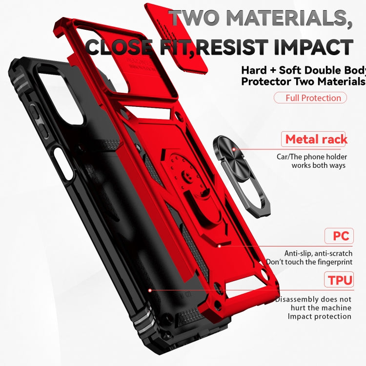 For Motorola Moto G22 5G / Moto G Play 2024 Sliding Camshield Holder Phone Case(Red) - Motorola Cases by PMC Jewellery | Online Shopping South Africa | PMC Jewellery | Buy Now Pay Later Mobicred