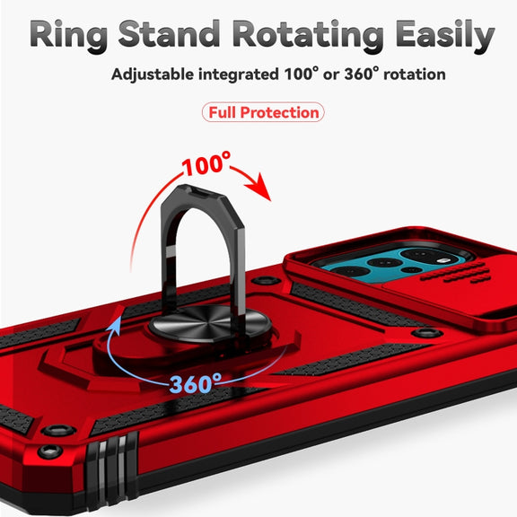 For Motorola Moto G22 5G / Moto G Play 2024 Sliding Camshield Holder Phone Case(Red)