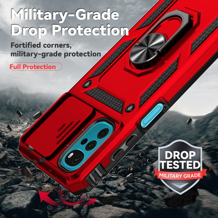 For Motorola Moto G22 5G / Moto G Play 2024 Sliding Camshield Holder Phone Case(Red)
