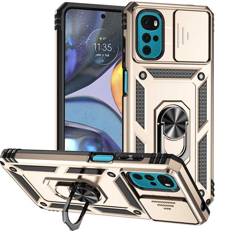 For Motorola Moto G22 5G / Moto G Play 2024 Sliding Camshield Holder Phone Case(Gold) - Motorola Cases by PMC Jewellery | Online Shopping South Africa | PMC Jewellery | Buy Now Pay Later Mobicred
