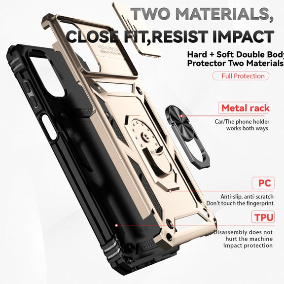 For Motorola Moto G22 5G / Moto G Play 2024 Sliding Camshield Holder Phone Case(Gold)