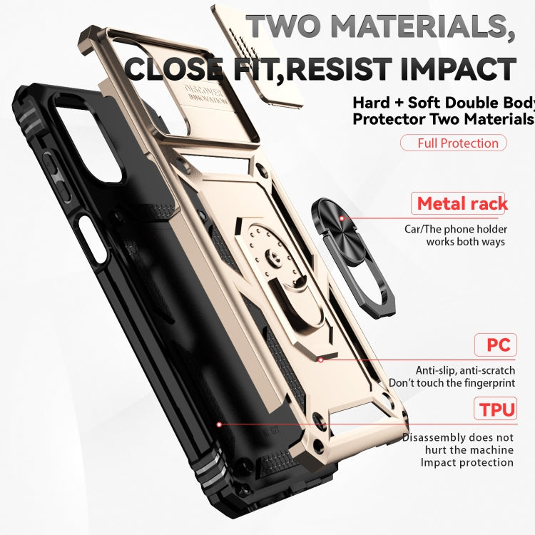 For Motorola Moto G22 5G / Moto G Play 2024 Sliding Camshield Holder Phone Case(Gold)
