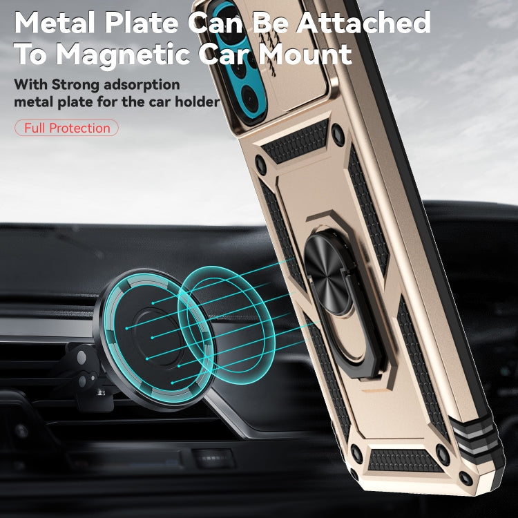 For Motorola Moto G22 5G / Moto G Play 2024 Sliding Camshield Holder Phone Case(Gold)