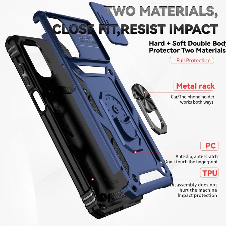For Motorola Moto G22 5G / Moto G Play 2024 Sliding Camshield Holder Phone Case(Blue)