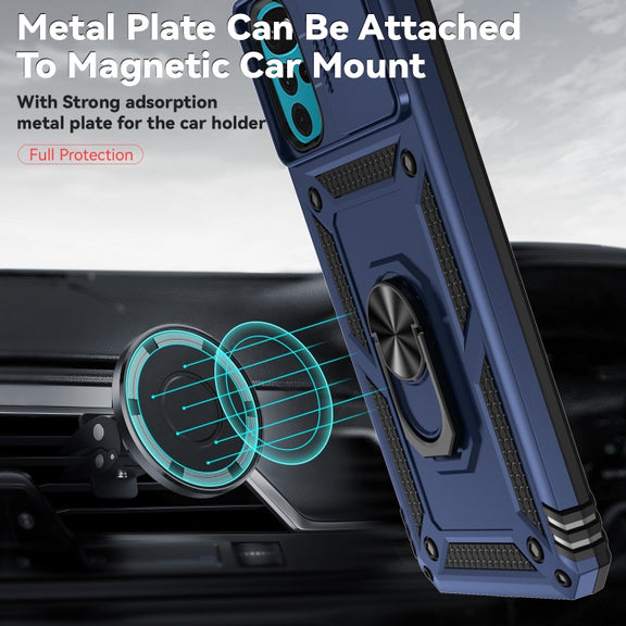 For Motorola Moto G22 5G / Moto G Play 2024 Sliding Camshield Holder Phone Case(Blue)