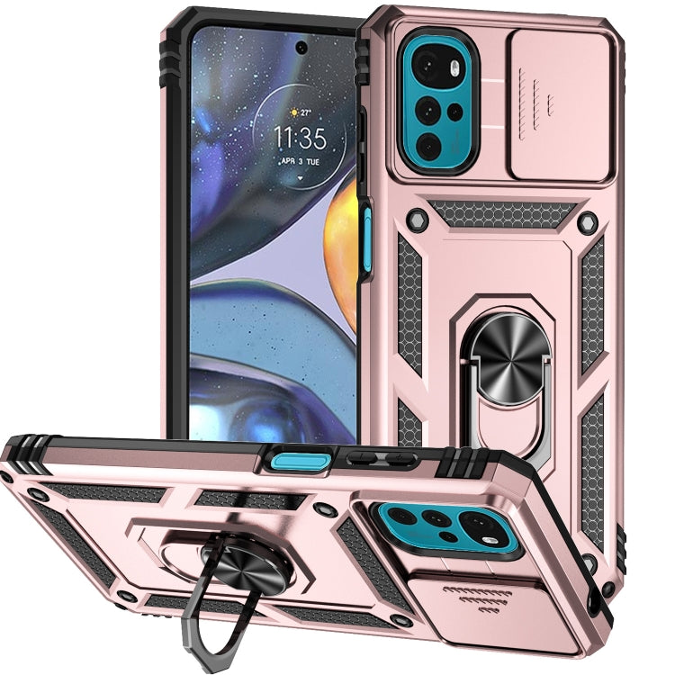 For Motorola Moto G22 5G / Moto G Play 2024 Sliding Camshield Holder Phone Case(Rose Gold) - Motorola Cases by PMC Jewellery | Online Shopping South Africa | PMC Jewellery | Buy Now Pay Later Mobicred