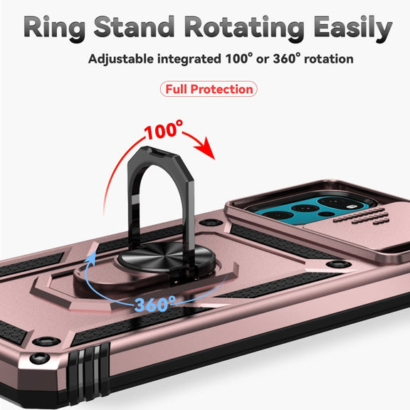 For Motorola Moto G22 5G / Moto G Play 2024 Sliding Camshield Holder Phone Case(Rose Gold)