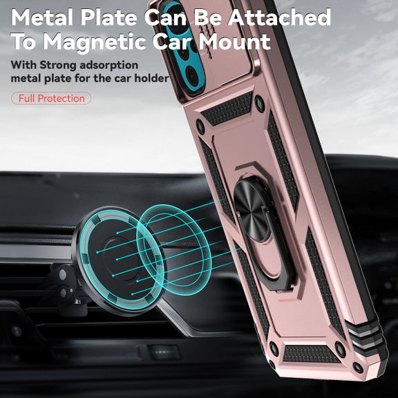 For Motorola Moto G22 5G / Moto G Play 2024 Sliding Camshield Holder Phone Case(Rose Gold)