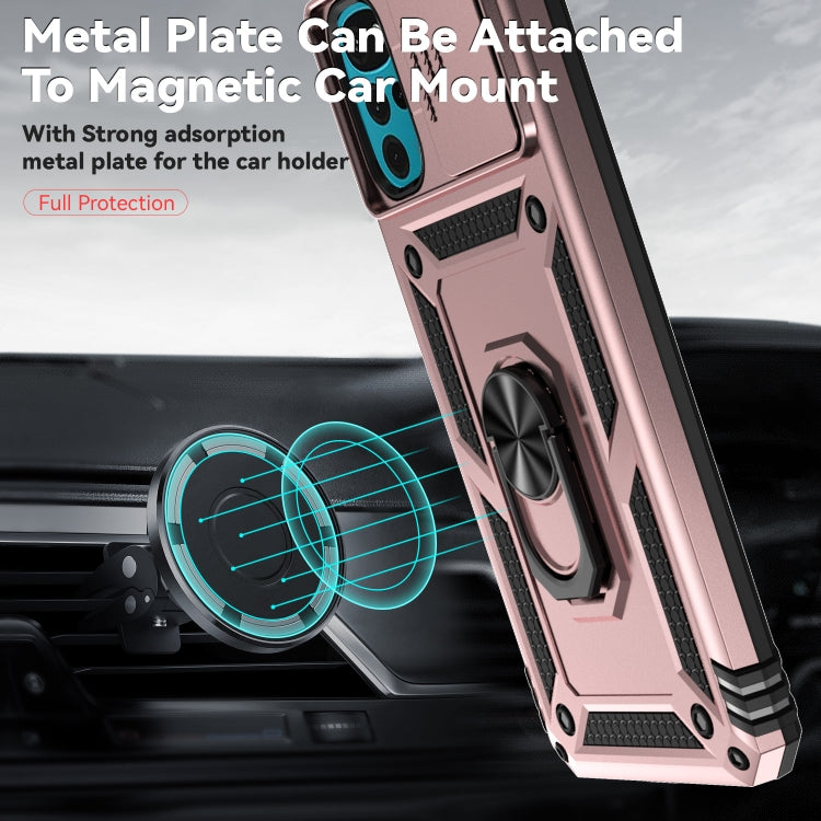For Motorola Moto G22 5G / Moto G Play 2024 Sliding Camshield Holder Phone Case(Rose Gold)