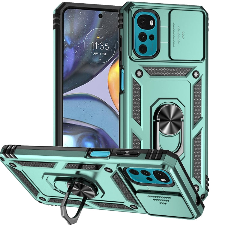 For Motorola Moto G22 5G / Moto G Play 2024 Sliding Camshield Holder Phone Case(Dark Green) - Motorola Cases by PMC Jewellery | Online Shopping South Africa | PMC Jewellery | Buy Now Pay Later Mobicred