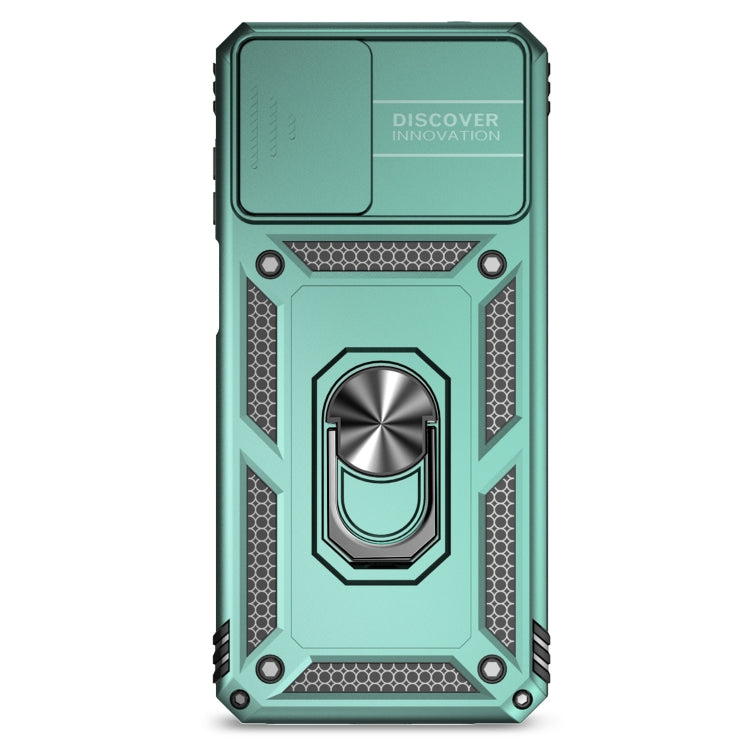 For Motorola Moto G22 5G / Moto G Play 2024 Sliding Camshield Holder Phone Case(Dark Green)