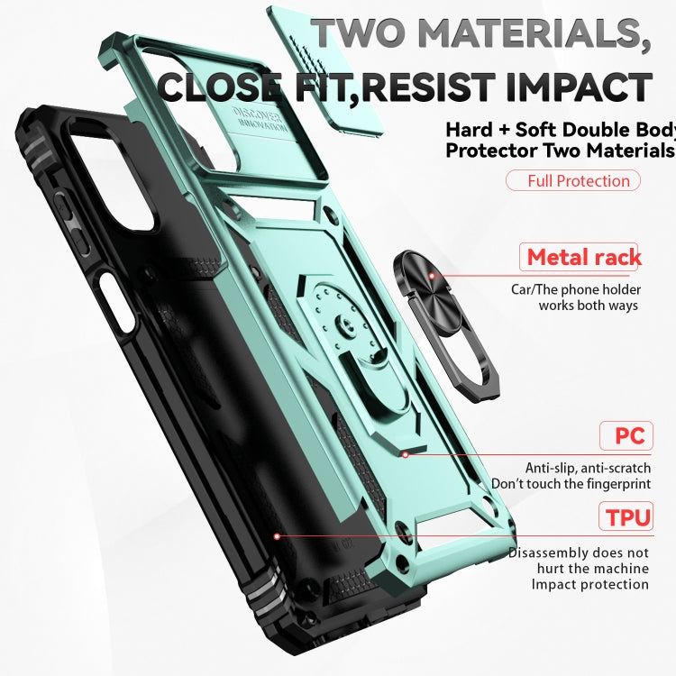 For Motorola Moto G22 5G / Moto G Play 2024 Sliding Camshield Holder Phone Case(Dark Green) - Motorola Cases by PMC Jewellery | Online Shopping South Africa | PMC Jewellery | Buy Now Pay Later Mobicred