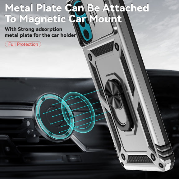 For Motorola Moto G22 5G / Moto G Play 2024 Sliding Camshield Holder Phone Case(Silver)
