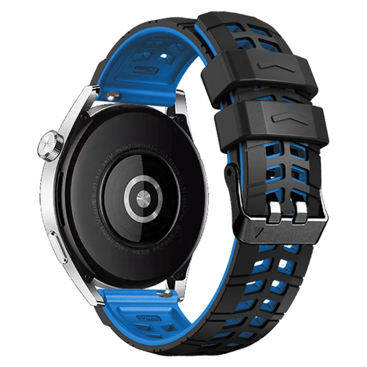 For Huawei Watch4 / 4 Pro / Watch3 / 3 Pro 22mm Double-row Hole Two-color Silicone Watch Band(Black Blue) - free shipping - PMC TechLife - Order now!