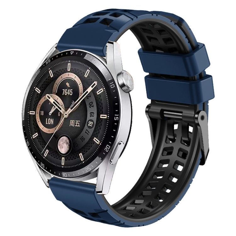 For Huawei Watch4 / 4 Pro / Watch3 / 3 Pro 22mm Double-row Hole Two-color Silicone Watch Band(Midnight Blue Black) - Watch Bands by PMC TechLife | Online Shopping South Africa | PMC TechLife