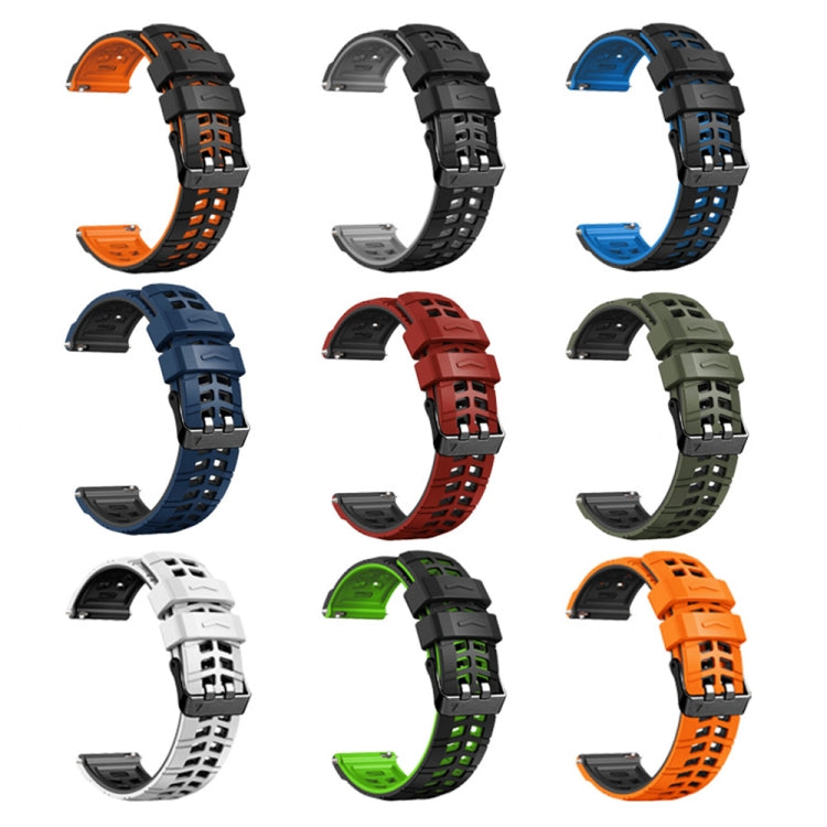 For Huawei Watch4 / 4 Pro / Watch3 / 3 Pro 22mm Double-row Hole Two-color Silicone Watch Band(Midnight Blue Black) - Watch Bands by PMC TechLife | Online Shopping South Africa | PMC TechLife