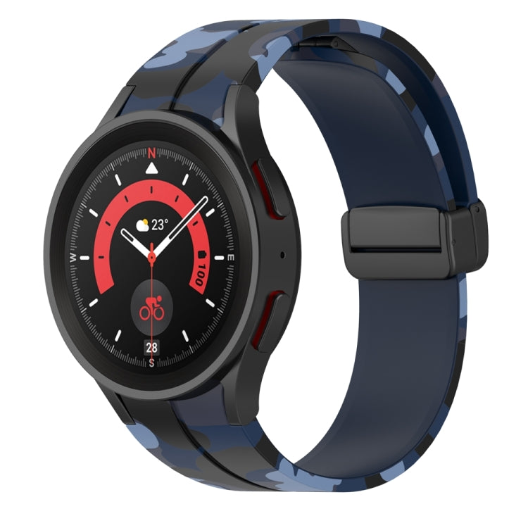 For Samsung Galaxy Watch5 / 5 Pro / Watch 4 / 4 Classic Magnetic Clasp Camouflage Silicone Watch Band(Camouflage Midnight Blue) - free shipping - PMC TechLife - Order now!