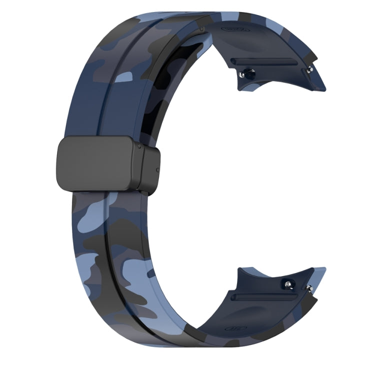 For Samsung Galaxy Watch5 / 5 Pro / Watch 4 / 4 Classic Magnetic Clasp Camouflage Silicone Watch Band(Camouflage Midnight Blue) - free shipping - PMC TechLife - Order now!