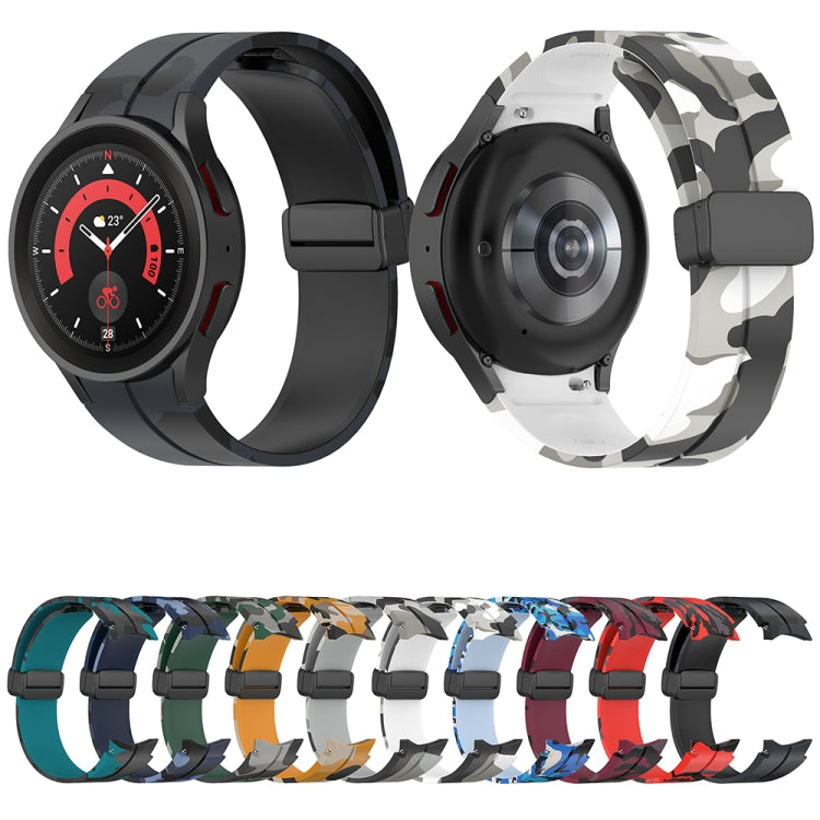 For Samsung Galaxy Watch5 / 5 Pro / Watch 4 / 4 Classic Magnetic Clasp Camouflage Silicone Watch Band(Camouflage Midnight Blue) - free shipping - PMC TechLife - Order now!