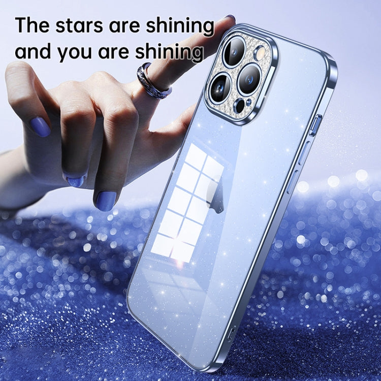 For iPhone 15 Pro Max SULADA Electroplated Transparent Glittery TPU Phone Case(Black)