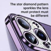 For iPhone 15 Pro Max SULADA Electroplated Transparent Glittery TPU Phone Case(Black)