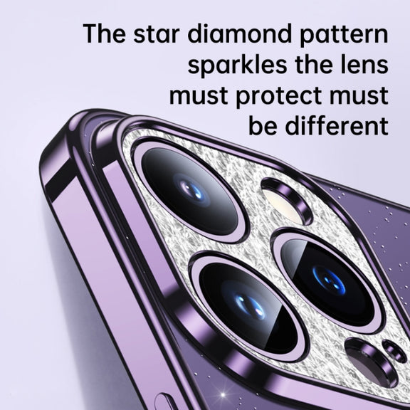 For iPhone 15 Pro Max SULADA Electroplated Transparent Glittery TPU Phone Case(Black)